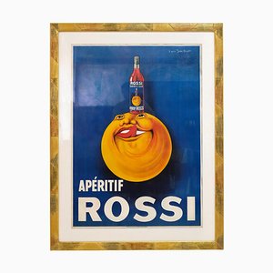 Mid-Century Aperitif Placard Rossi Framed Poster in the style of Jean Law, 1970s