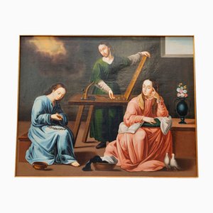 Colonial School Artist, Sacred Family in the Workshop of Nazareth, 1800s, Oil on Canvas