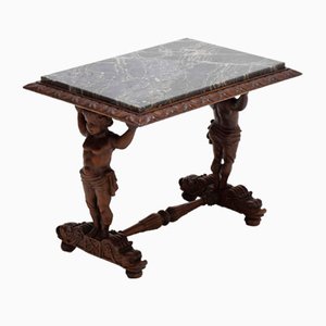 Renaissance Coffee Table with Marble Top, France, 1880s