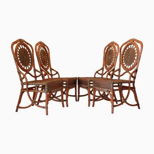 Rattan Dining Chairs, 1960s, Set of 4