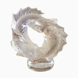 Escultura de pez doble vintage de Lalique, años 90