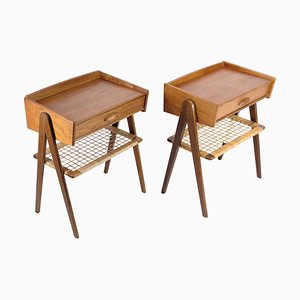 Teak and Wicker Bedside Tables by Søren Rasmussen, 1960s, Set of 2