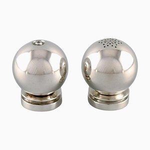 Sterling Silver Pyramid Salt and Pepper Shaker from Georg Jensen, 1940s, Set of 2