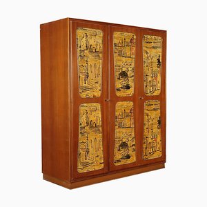 Mahogany Veneer Cabinet with Hinged Doors