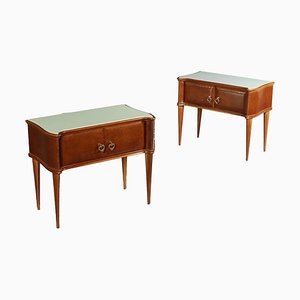 Burl Wood Veneer Bedside Tables, 1960s, Set of 2