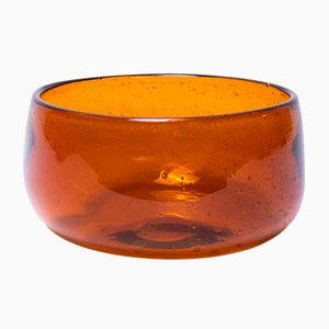 Swedish Amber Bubble Bowl in Art Glass by Erik Höglund for Kosta Boda, 1970s
