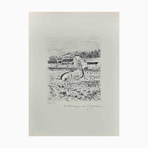André Dunoyer de Segonzac, The Plow on the Fields, Etching, 1950s