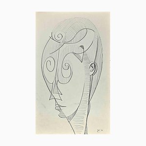 Michel Cadoret, Composición abstracta, dibujo a lápiz, 1956