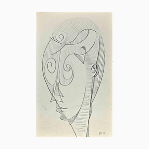 Michel Cadoret, Composition Abstraite, Dessin au Crayon, 1956