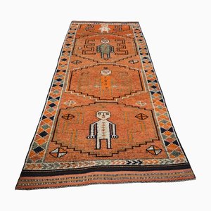 Vintage Turkish Orange Wool Oushak Runner Rug, 1960s