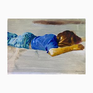 Ilia Balavadze, I Am Just Sleeping, 2022, Oil on Panel, Framed