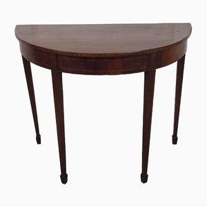 Edwardian Inlaid Mahogany Demilune Side Table - F115