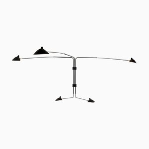 Mid-Century Modern Black Wall Lamp with Five Rotating Straight Arms by Serge Mouille
