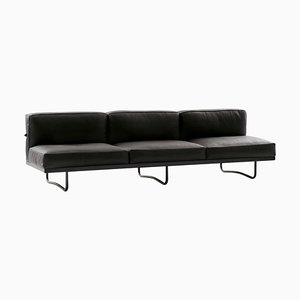 LC5 Sofa in Black Leather by Le Corbusier for Cassina