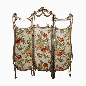 Louis XV Molded Wood and Embroidered Fabric Screen, 1890s