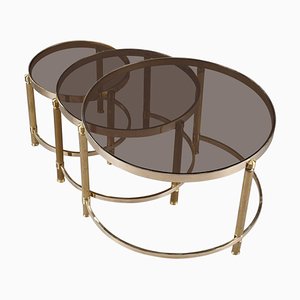 Bronze et Verre Fumé de Coffee Tables, 1970s, Set de 3