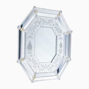 Espejo de cristal de Muranes de vidrio soplado, década de 1800