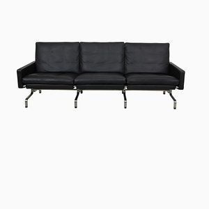 PK-31/3 Sofa in Black Leather by Poul Kjærholm for Fritz Hansen, 2000s