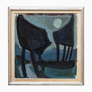Bengt Ossler, Modernist Composition, 20th Century, Oil on Board, Framed