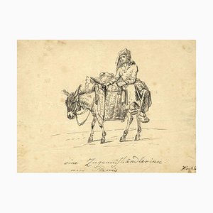 Johann Nepomuk Hoechle, Travelling Trader from Paris, Early 19th Century, Ink Drawing