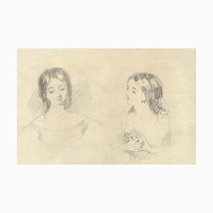 Sir William Boxall RA, Double Portrait of a Young Lady, Early 19th Century Drawing