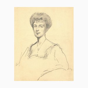 Comte Mario Grixoni, Portrait d'une Dame Édouardienne, Début du 20ème Siècle, Dessin Graphite