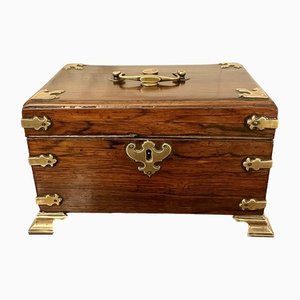 Antique George III Rosewood and Brass Tea Caddy, 1800s