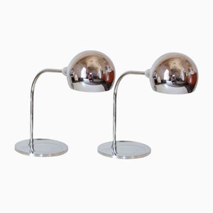 Chromed Iron Table Lamps, 1970s, Set of 2