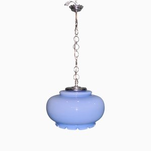 Blaue Dachlampe aus Kristallglas, 1970er