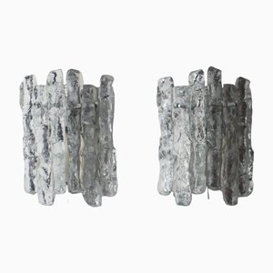 Ice Glass Wall Lamps by Jt Kalmar for Kalmar Silver, 1970s, Set of 2