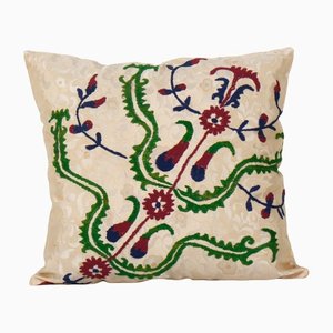 Uzbek Traditional Pastel Suzani Cushion Cover, 2010s