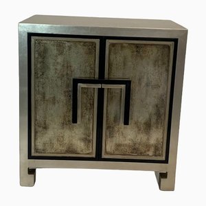 Small Silver Sideboard with Lacquered Profiles Black, USA, 1990s