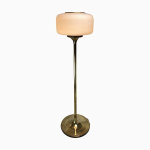 Art Deco Patinated Brass Low Floor Lamp, 1920s