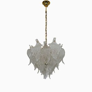 Chandelier with Murano Glass Leaves from Mazzega, 1970s