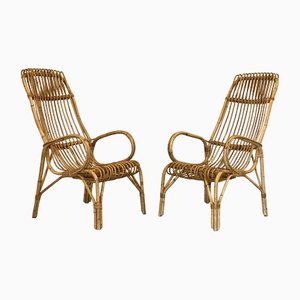 Set of Bamboo Lounge Chairs, 1970s