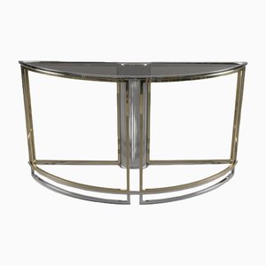 Bicolor Console with Smoked Glass Top, Italy, 1960s
