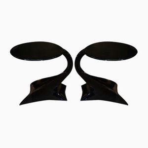 Black Molded Resin Console Tables, 1980s, Set of 2