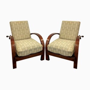 Vintage Art Deco Reclining Armchairs, Set of 2