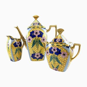 Art Nouveau Porcelain Tea and Coffee Set from Limoges Madesclaire, 1890s, Set of 3
