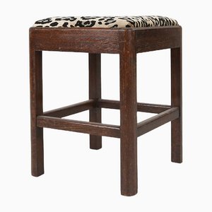 Taburete Art Déco con estampado de leopardo, años 30