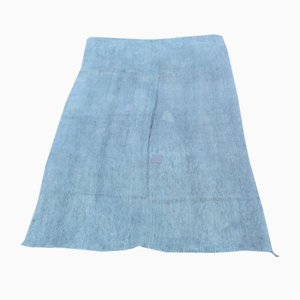 Handgemachter kornblumenblauer Kelim Teppich aus Hanf