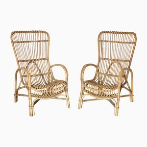 Bamboo Lounge Chairs, 1970s, Set of 2