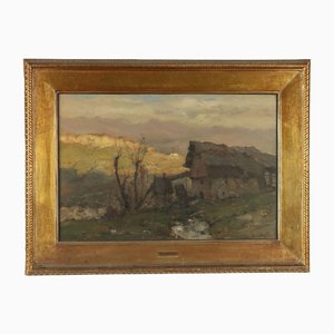 V. Antonio Cargnel, Landscape, 20th Century, Oil on Canvas, Framed