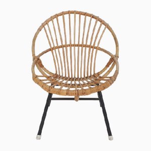 Rattan & Metall Sessel von Rohe Noordwolde, Niederlande, 1950er