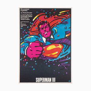 Affiche de Film Superman 3 Originale par Waldemar Swierzy, Pologne, 1985