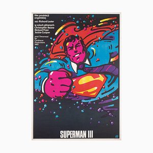 Superman 3 Original Polish Film Movie Poster by Waldemar Swierzy, 1985