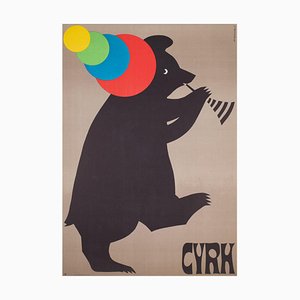 Poster vintage del circo di Jerzy Treutler, Polonia, 1969