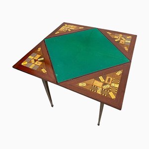 19th Century French with Intarsia Folding Handkerchief Card Table
