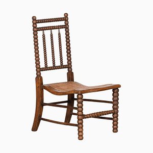 19. Jh. Englischer Bobbin Rush Seat Stuhl, 1870er