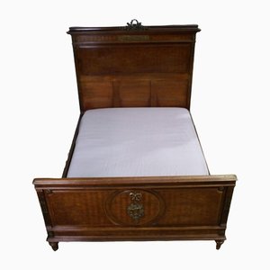 Antique Second Empire French Oak & Kingwood King Double Bed, 1860s